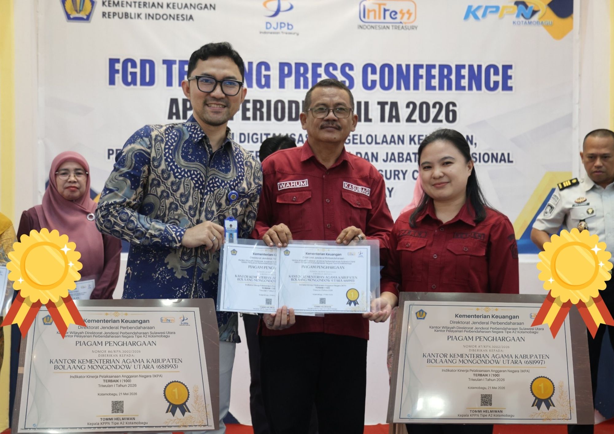 Kemenag Boltara Raih 2 Penghargaan IKPA Terbaik Pertama  TW I Tahun 2026